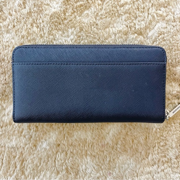 Rebecca Minkoff Large Studded Serafino Leather Zip Around Wallet Navy Blue - Picture 2 of 11